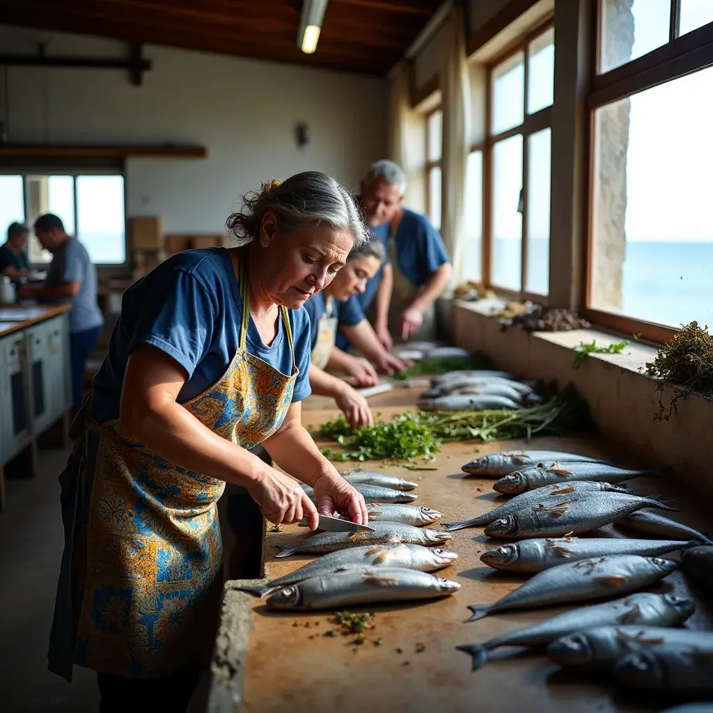 Alga marinha sendo coletada à beira da praia