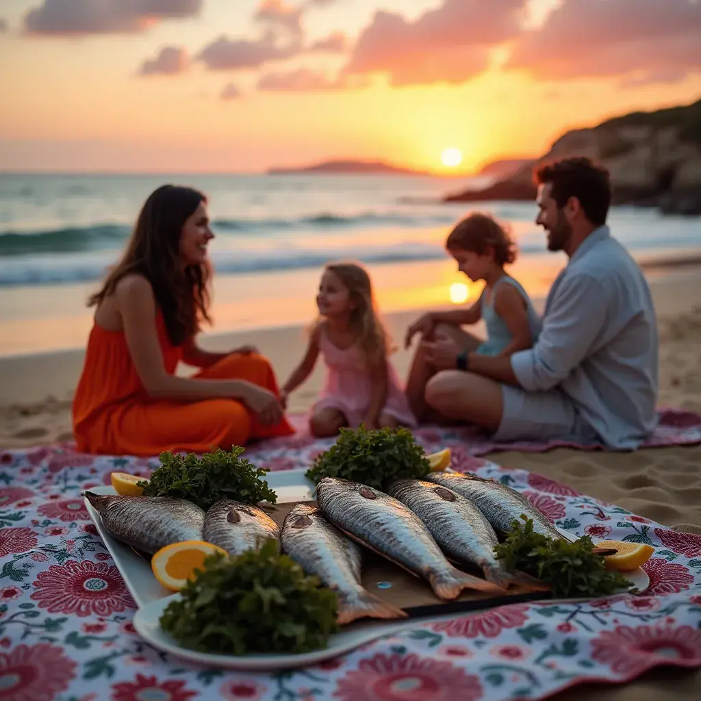 Pescadores lançando redes no mar ao amanhecer